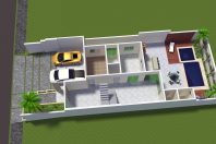 projeto sobrado casa 2 pisos quadrada caixote moderna terreno 10×25 condomínio roland limeira