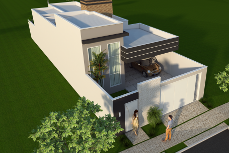 projeto construção casa térrea moderna terreno 8×25 125 metros 3 suítes lazer integrado