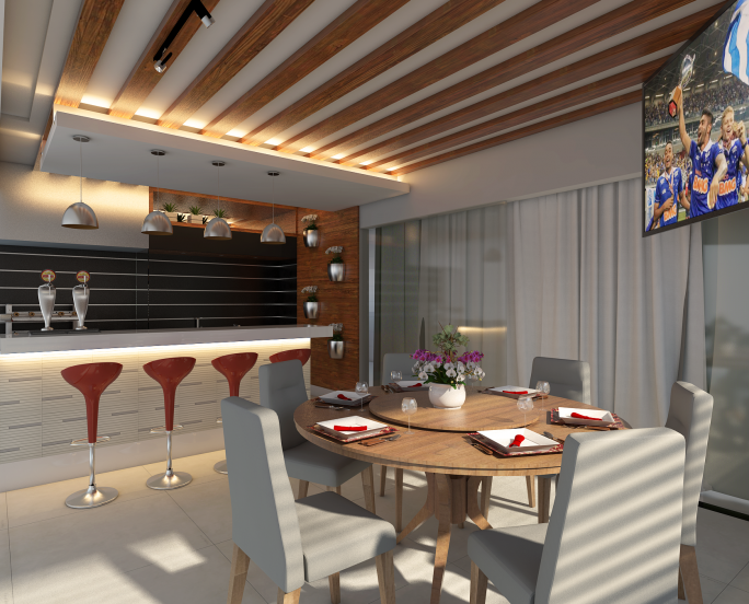 projeto decoração design interior casa sobrado alto padrão varanda gourmet area lazer churrasqueira