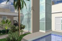 projeto planta casa esquina 3 suítes lazer piscina arquitetura moderna