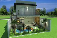 projeto planta casa sobrado moderno 8×25 3 suites 140 metros lazer piscina campinas citta salerno