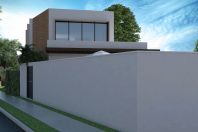 projeto casa térrea mezanino pé direito alto esquina moderna fachada reta contemporânea condomínio limeira