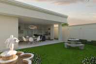 projeto casa terrea mezanino arquitetura estilo neoclassica telhado embutido terreno 12×34 Condominio Lagoa Araras
