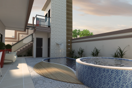 projeto edicula fundos moderna 2 andares 2 pavimentos sobradado piscina