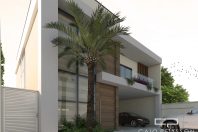 projeto casa sobrado moderno terreno 12×25 construcao 200 m2 fachada reta