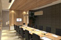 projeto design interiores corporativo sala de convivência empresa moderna