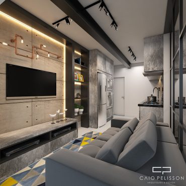 Projeto Apartamento Compacto Studio e-motion Estilo Industrial
