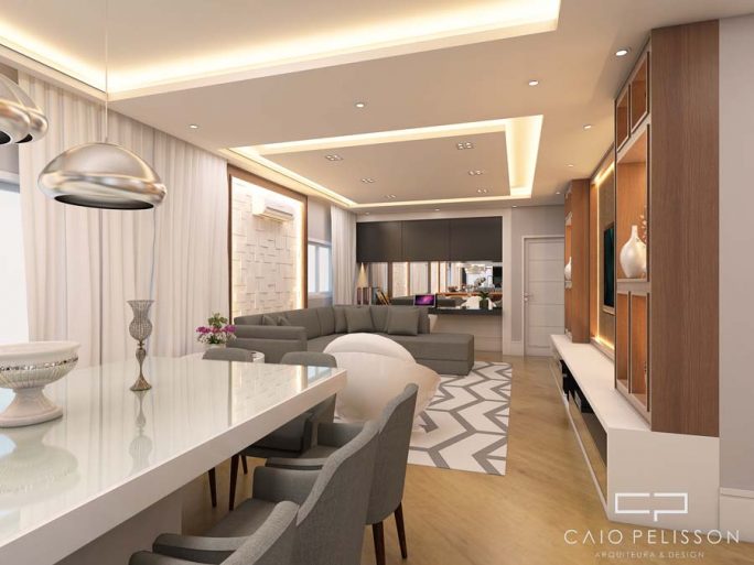 projeto decoração apartamento 180 metros alto padrão luxuoso moderno ambientes integrados varanda gourmet