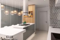 projeto decoração cozinha integrada apartamento ilha mesa balcão moderna