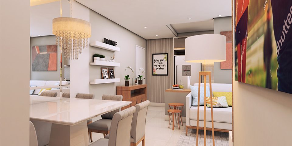 Projeto design de interiores Apartamento Compacto 60 metros Terrazzo Limeira