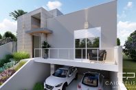 Planta Casa Terrea Terreno Aclive 12×30 Condominio Fundo Alto com Desnivel 3 suites Fachada Moderna