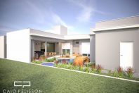 projeto casa terrea moderna fachada contemporanea tereno 12×25 condominio 3 suites piscina