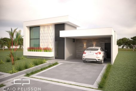 projeto casa terrea moderna fachada contemporanea tereno 12×25 condominio 3 suites piscina