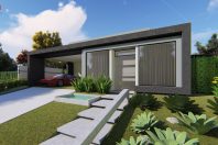 projeto casa terrea moderna caixote fachada reta alphaville campinas terreno aclive 15×30