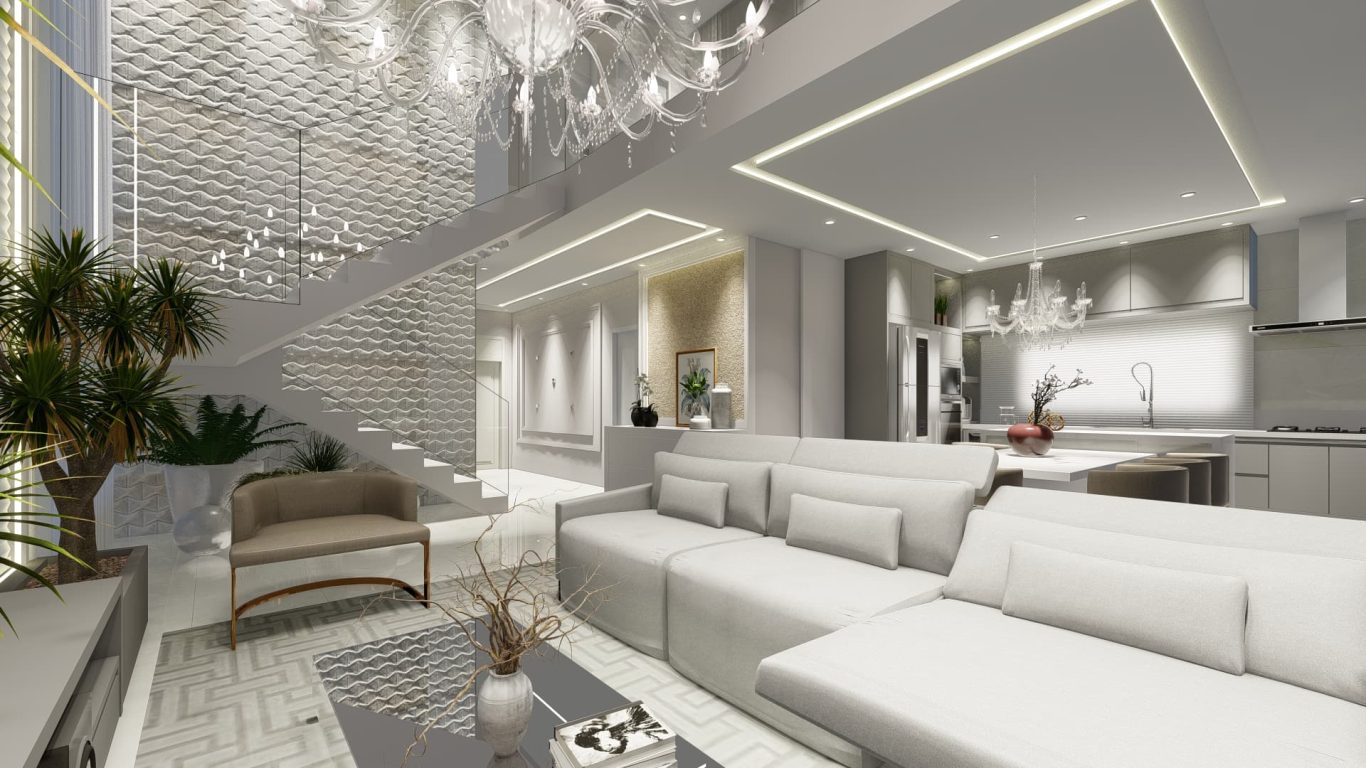 Sala com Boiseries e Lustre de Cristal