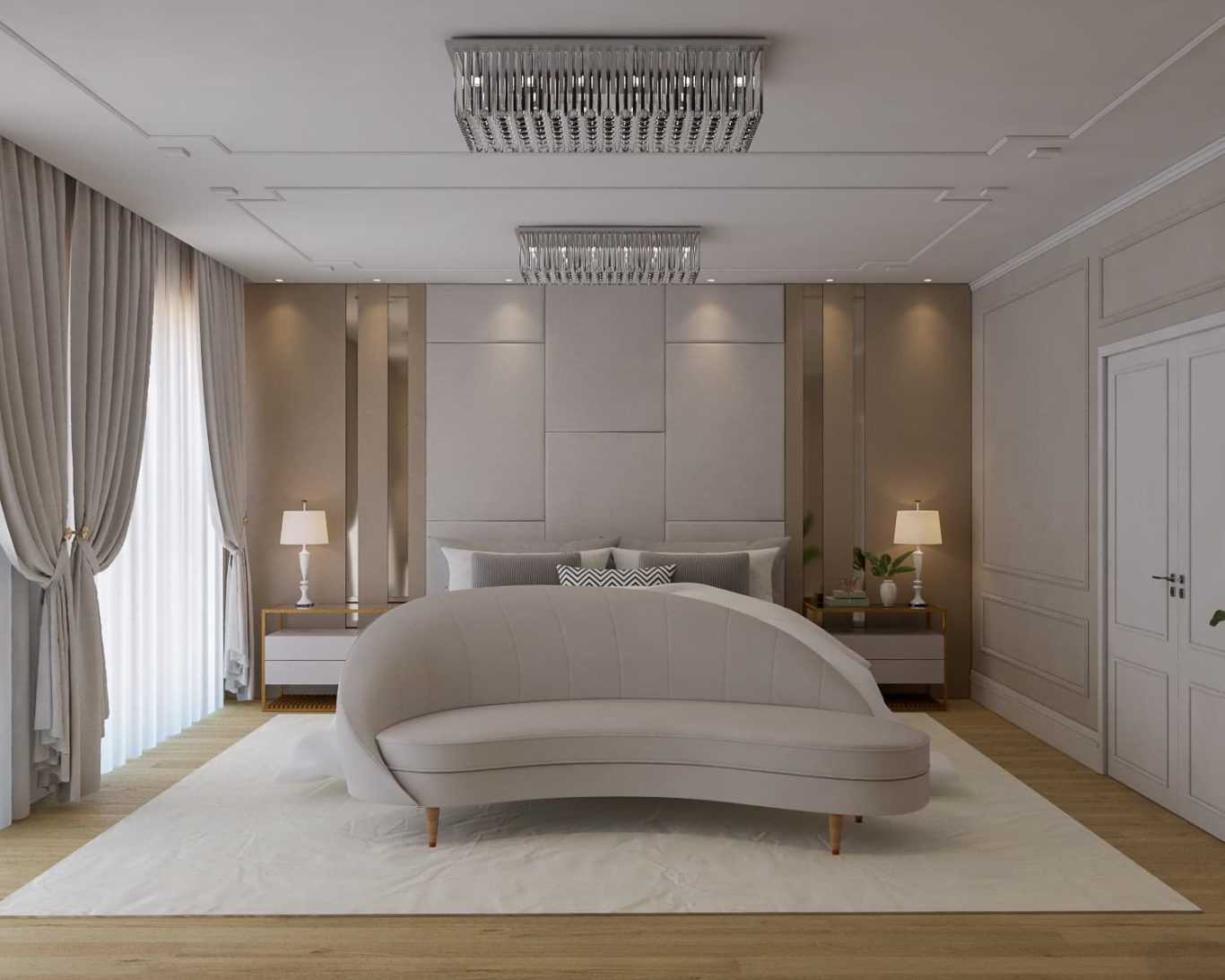 Suíte Refinada em Estilo Neoclássico com Detalhes Clássicos