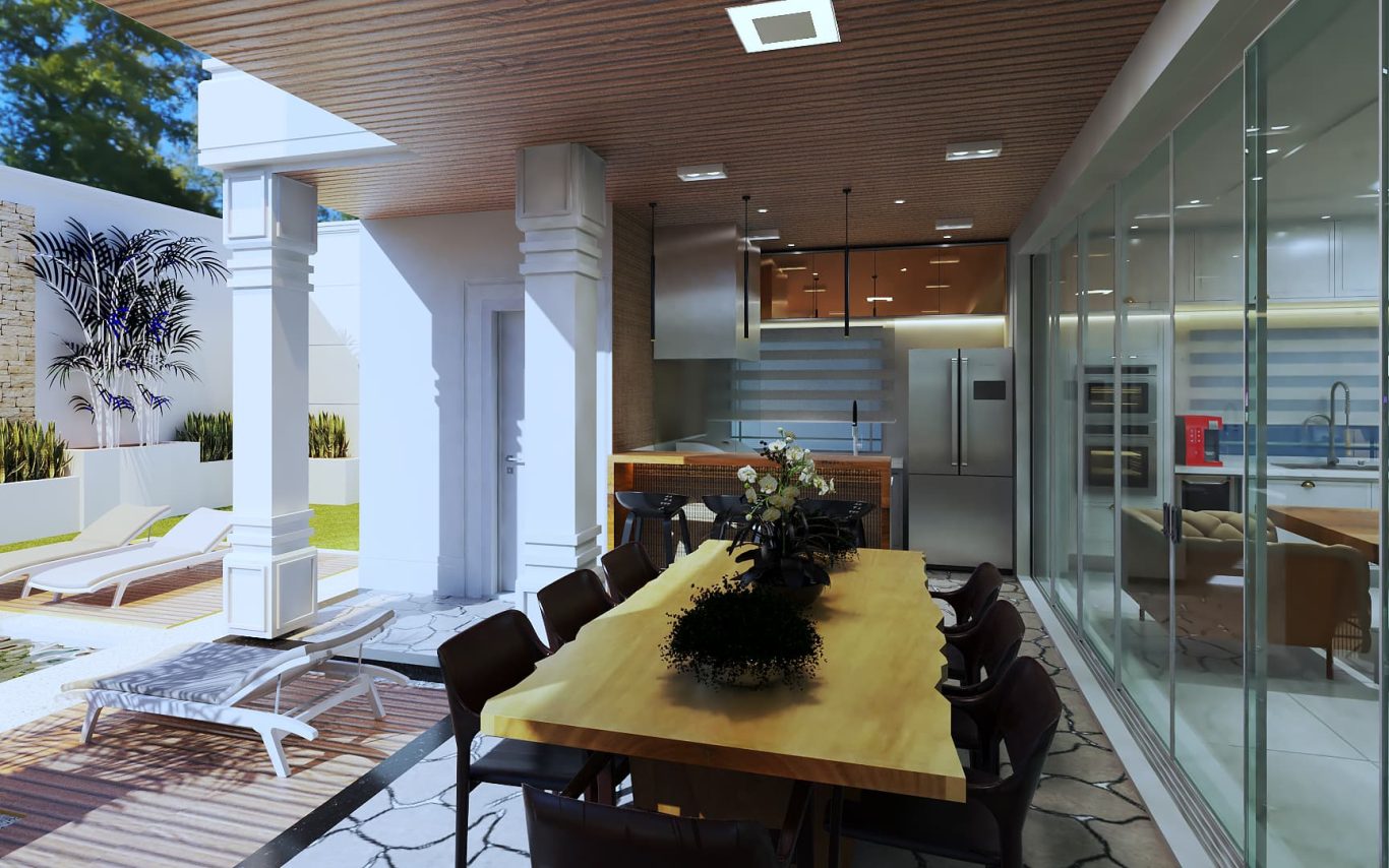 Área Gourmet com Decoração no Estilo Neoclássico