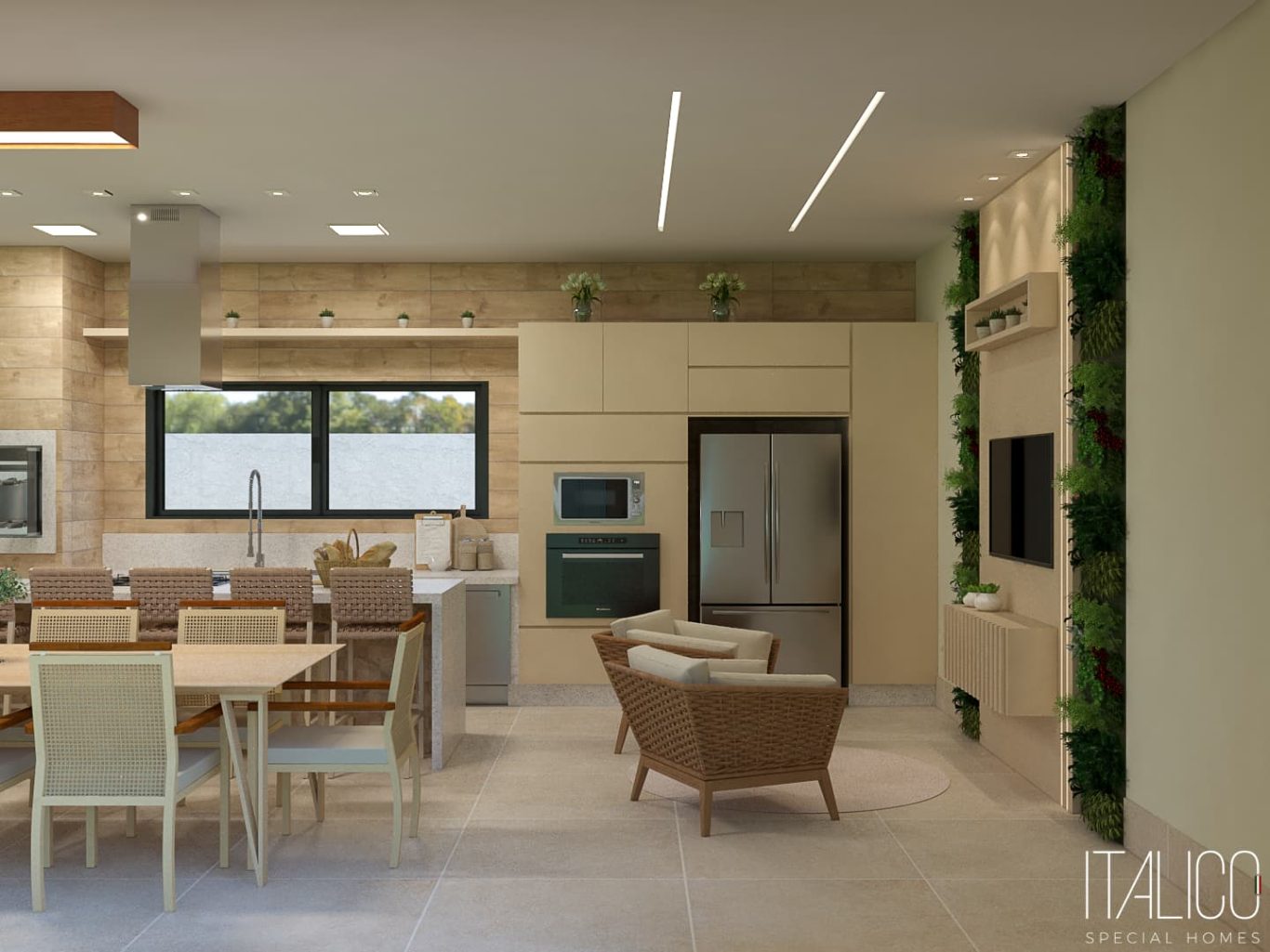 Área Gourmet Elegante Estilo Neoclássica